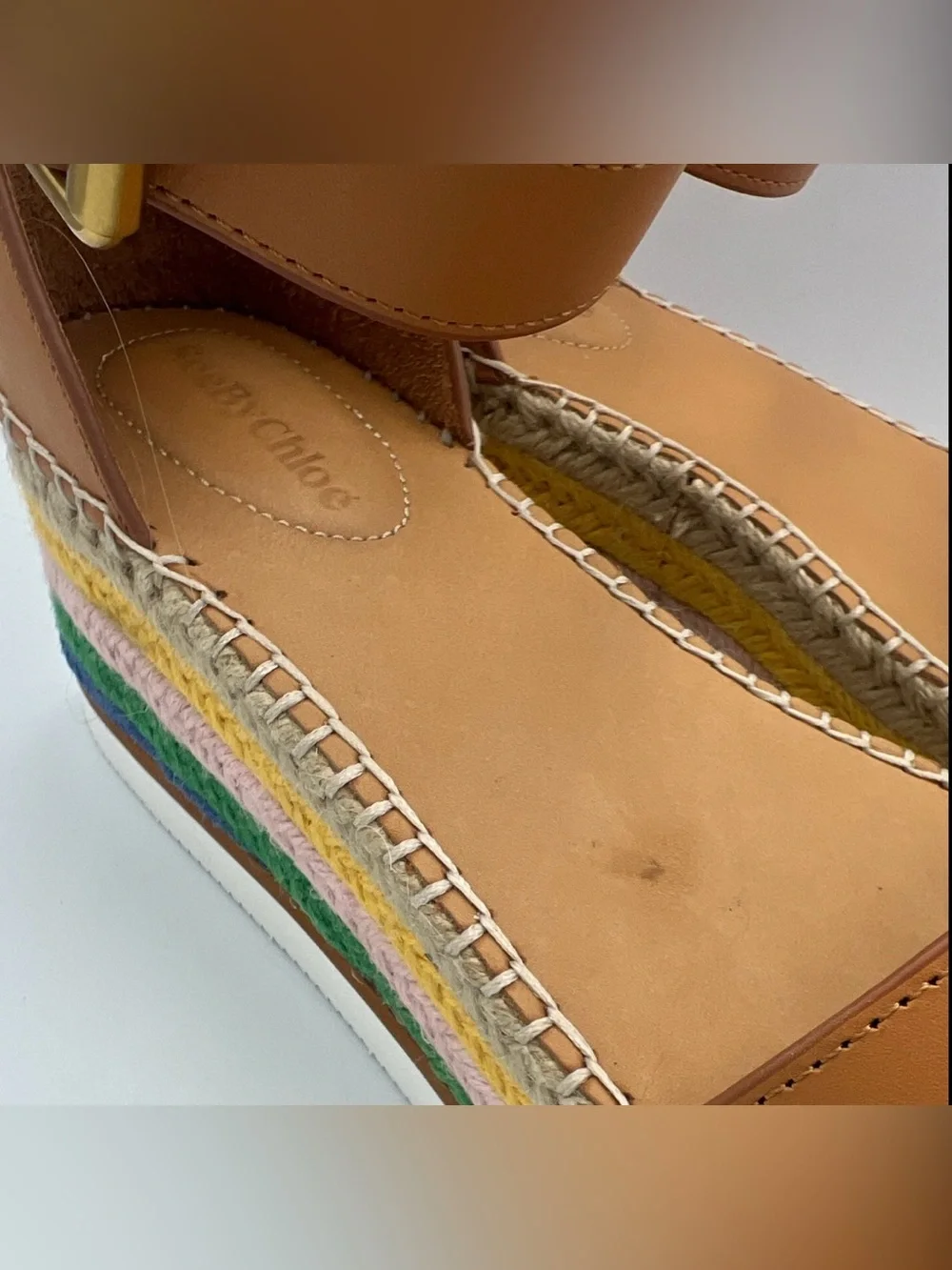 See by Chloé Glyn Tan Leather Espadrille Platform Wedge Sandal EU 40 NEWw/BOX